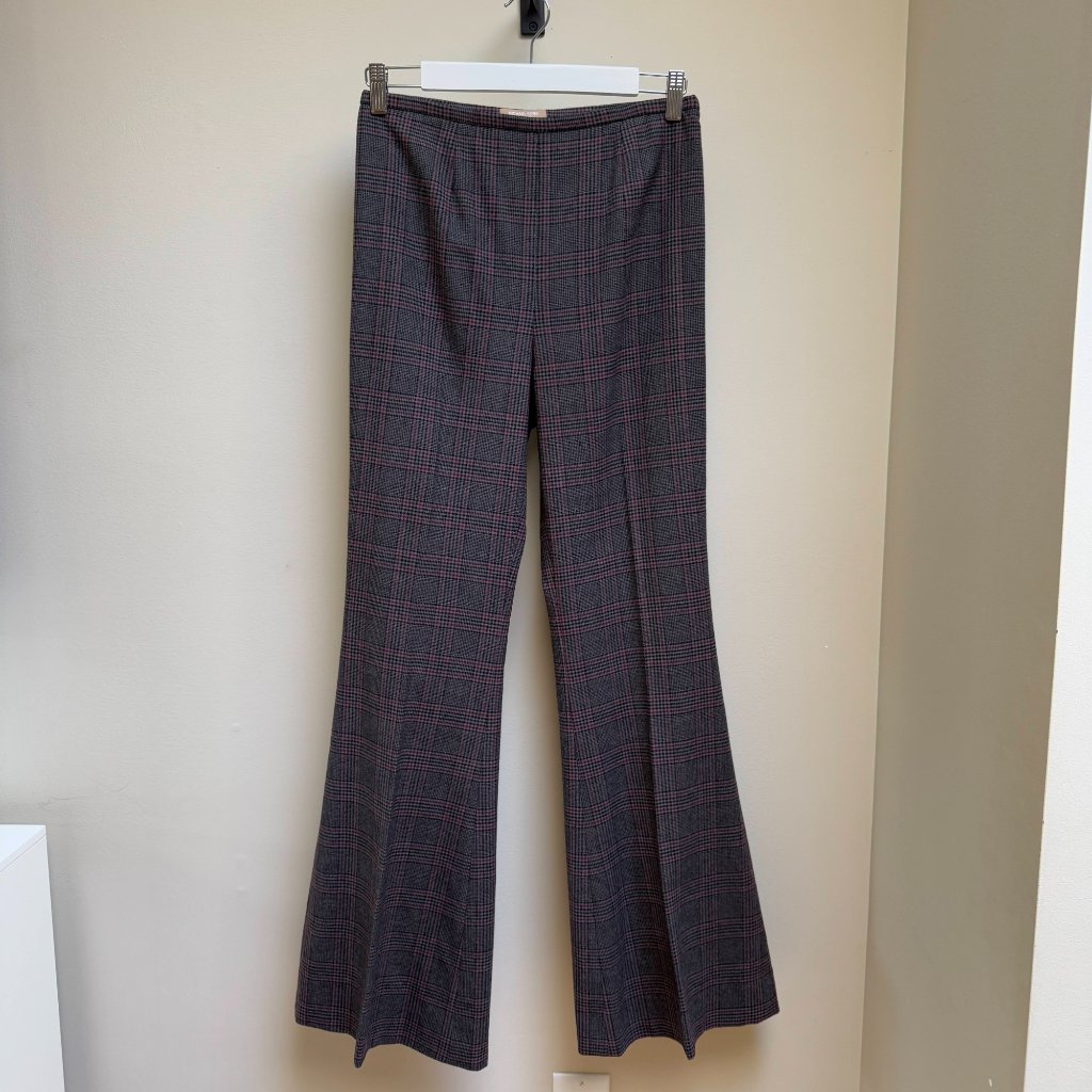 Michael Kors Collection Wool Plaid Flare Pants Size 6